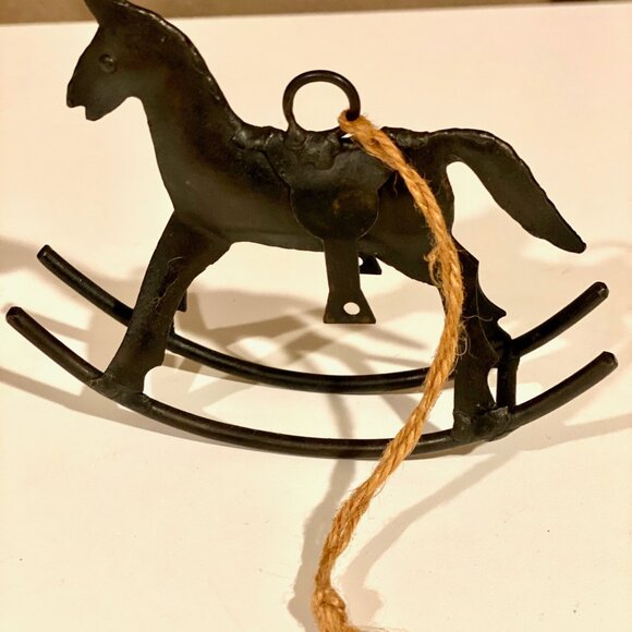 Vintage Metal Rocking Horse Ornament - Rustic Decor (3.5" Height x 5" Length)β - Picture 2 of 5